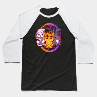 Cats Witch Pumpkin Ghost Graphic Men Kids Women Halloween Baseball T-Shirt